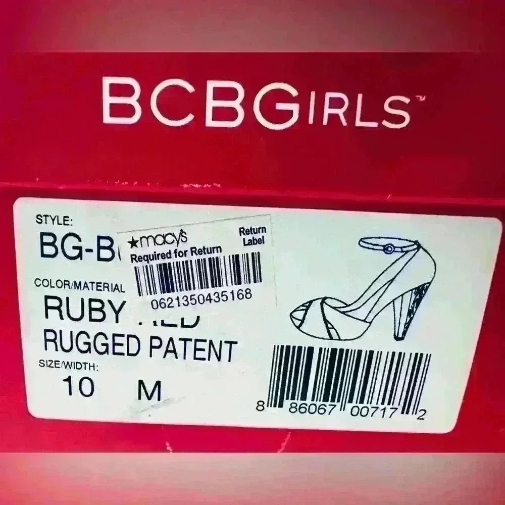 BCBGirls Ruby Red Rugged Patent Leather with Ombré Heels. Women’s Size 10